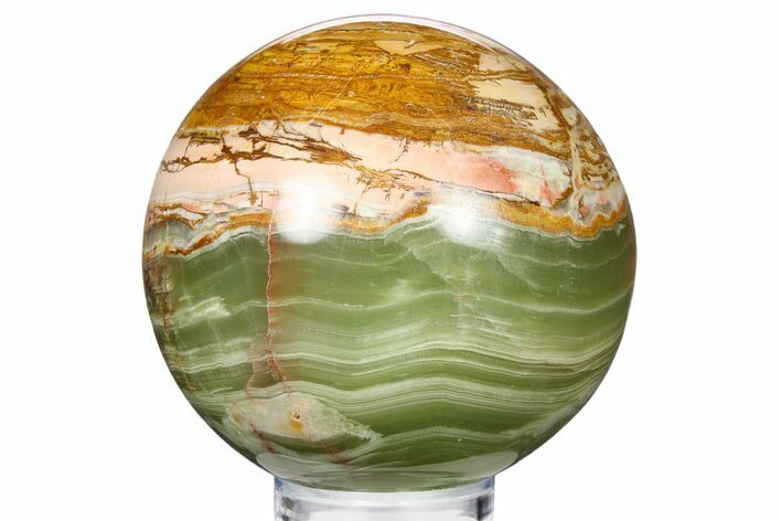 Polished Green Banded Calcite Sphere - Pakistan #265572